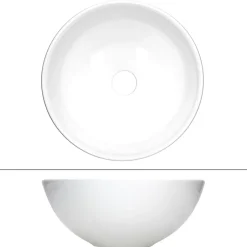 Ml-Design Lavabo en céramique ronde blanc sans trop-plein avec bonde de vidage 280x116 mm* Lavabo
