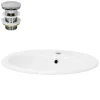 Luxebath Lavabo encastré céramique blanc brillant ovale avec bonde vidange 57x48,5x19,5cm* Vasque À Encastrer