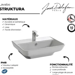 Jacob Delafon Lavabo Struktura adapté PMR blanc