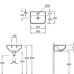 Jacob Delafon Lavabo Struktura adapté PMR blanc