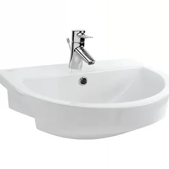 Sanindusa Lavabo mural céramique traditionnelle UrbY 54x46 blanc (robinet et vidage non inclus)