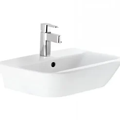 Sanindusa Lavabo mural céramique traditionnelle Look 60x45 blanc (robinet et vidage non inclus)* Lavabo