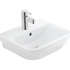 Sanindusa Lavabo mural céramique traditionnelle Look 46x42 blanc (robinet et vidage non inclus)* Lavabo