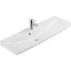 Sanindusa Lavabo mural céramique traditionnelle Look 83x46 blanc (robinet et vidage non inclus)* Lavabo