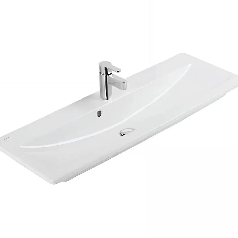 Sanindusa Lavabo mural céramique traditionnelle Look 83x46 blanc (robinet et vidage non inclus)* Lavabo