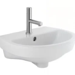 Sanindusa Lavabo mural céramique traditionnelle 46x37cm Easy blanc (robinet et vidage non inclus)* Lavabo