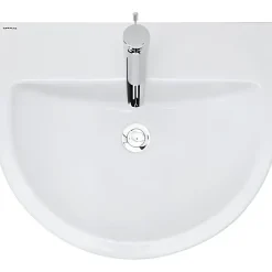 Sanindusa Lavabo mural céramique traditionnelle UrbY 56 blanc (robinet, vidage et colonne non inclus)* Lavabo