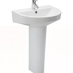 Sanindusa Lavabo mural céramique traditionnelle UrbY 56 blanc (robinet, vidage et colonne non inclus)* Lavabo