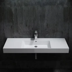 Bernstein Lavabo mural design 122x48x13,5cm en marbre coulé - BS6036 - blanc