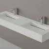 Bernstein Lavabo mural en fonte minérale 153x45x15cm Blanc mat, Sans Console métallique métallique