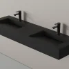 Bernstein Lavabo mural en fonte minérale 153x45x15cm Quartz noir + Console métallique sur pieds 150S* Lavabo