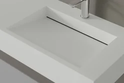 Bernstein Lavabo mural en fonte minérale 153x45x15cm Blanc mat + Console métallique suspendue 150S