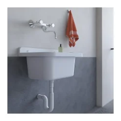 Intec Lavabo Mural en Résine Blanc 50 x 32 cm Vasque Suspendue Anti-chocs - Evier Lave-Mains Salle de Bain WC Garage Buanderie