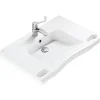 Sanindusa Lavabo mural PMR extra plat galbé normes handicapé porcelaine vitrifée NewWCCare 76x52 blanc avec trop plein