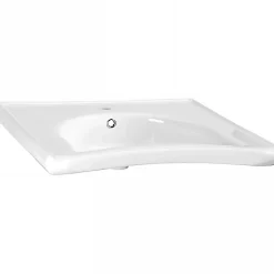 Sanindusa Lavabo mural PMR extra plat galbé normes handicapé porcelaine vitrifiée NewWCCare blanc 65x58 avec trop plein