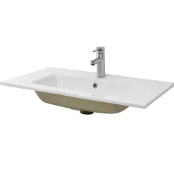 Ml-Design Lavabo éncastre en céramique blanc vasque a poser rectangulaire 810x165x640 mm