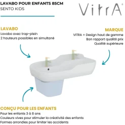 Vitra Lavabo pour enfant Sento Kids 85 cm avec trop-plein