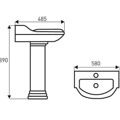 Kerra Lavabo retro sur colonne ABERY 58 cm en ceramique