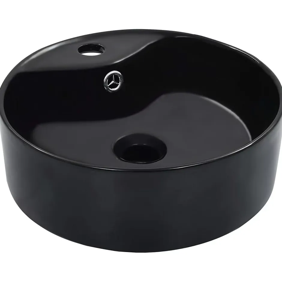 Home Maison Lavabo rond avec trop-plein (36x13 cm - Noir)