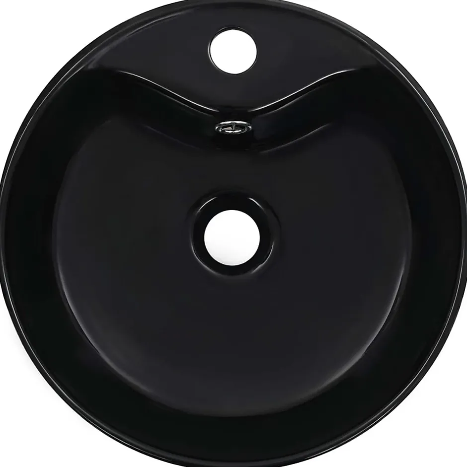 Home Maison Lavabo rond avec trop-plein (36x13 cm - Noir)