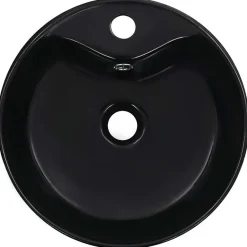Home Maison Lavabo rond avec trop-plein (36x13 cm - Noir)