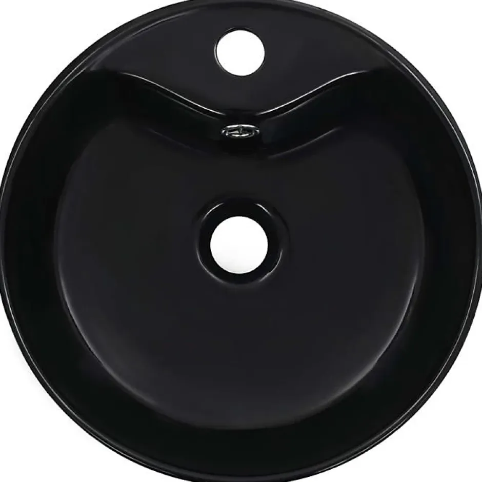 Home Maison Lavabo rond avec trop-plein (36x13 cm - Noir)