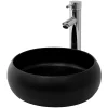 Ml-Design Lavabo rond ceramique noir vasque Evier a poser salle de bain toilette 35x12cm