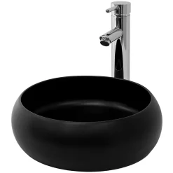 Ml-Design Lavabo rond ceramique noir vasque Evier a poser salle de bain toilette 35x12cm
