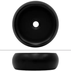 Ml-Design Lavabo rond ceramique noir vasque Evier a poser salle de bain toilette 35x12cm