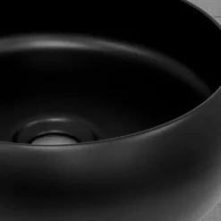 Ml-Design Lavabo rond ceramique noir vasque Evier a poser salle de bain toilette 35x12cm