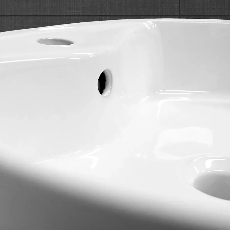ECD Germany Lavabo Ronde en Céramique, 460x460x155 mm, Blanc, avec Garniture de Vidage
