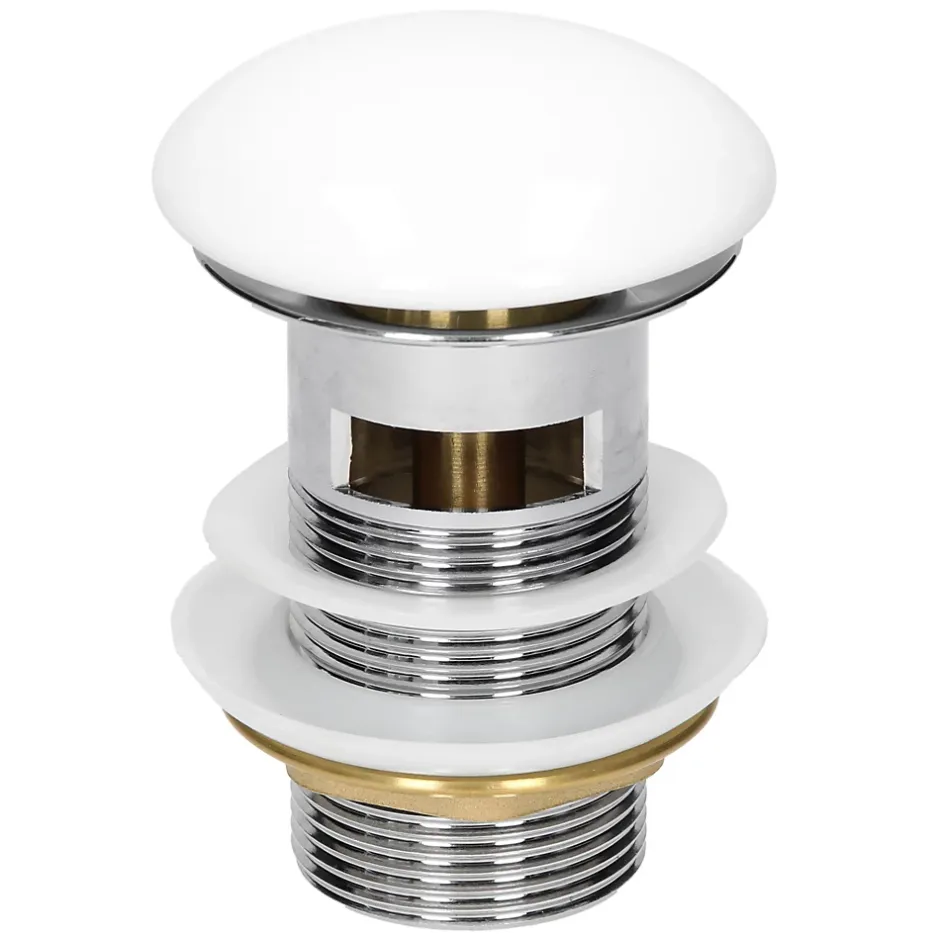 ECD Germany Lavabo Ronde en Céramique, 460x460x155 mm, Blanc, avec Garniture de Vidage