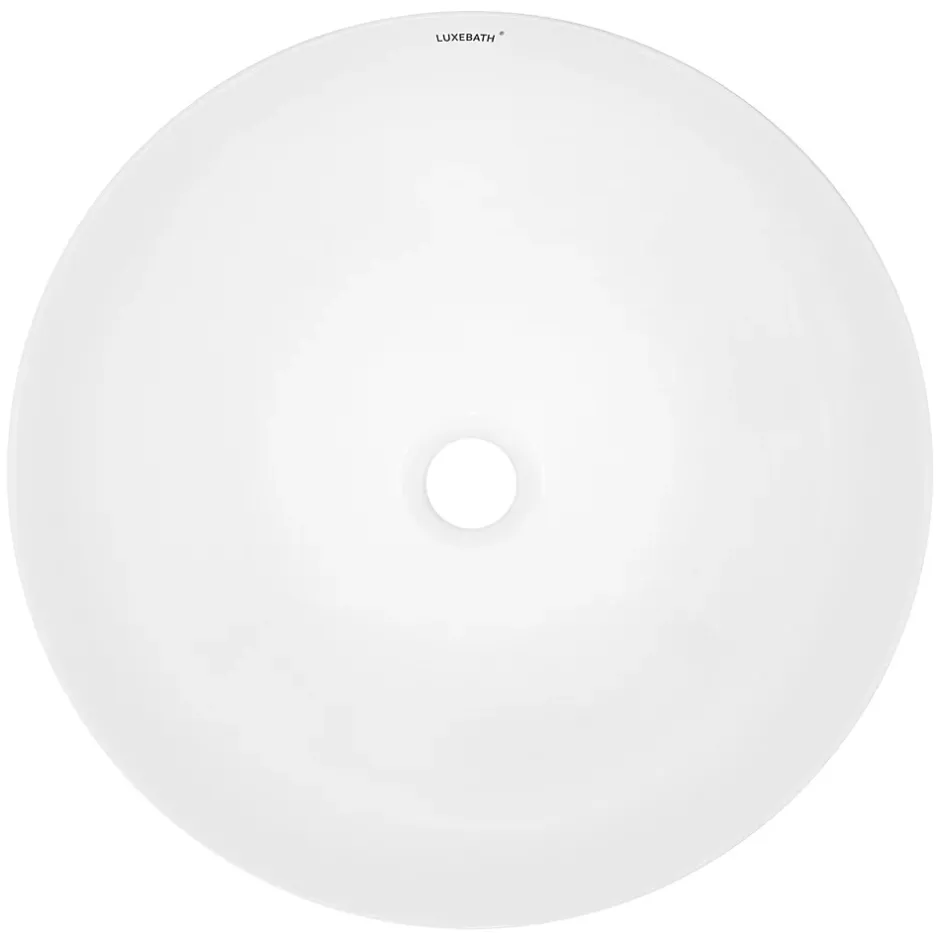 ECD Germany Lavabo salle de bain céramique blanc avec garniture de vidange 400x400x135 mm