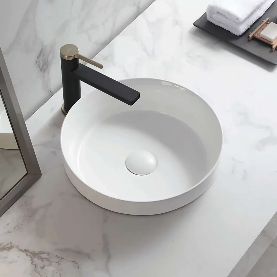 Poalgi Lavabo semi-encastré CILIN SE céramique 36x12x36 cm blanc* Vasque À Encastrer