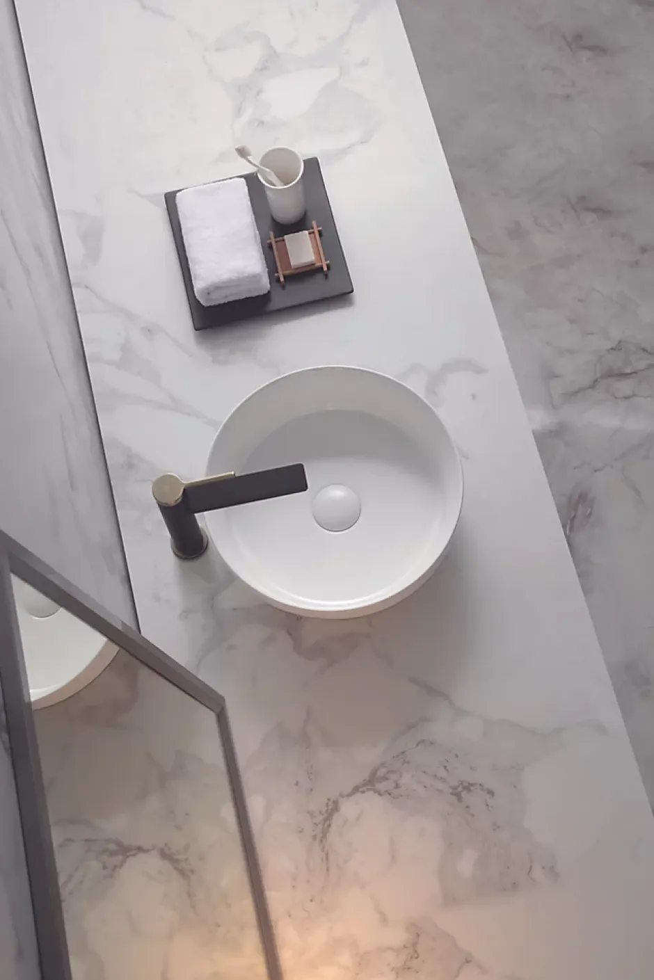 Poalgi Lavabo semi-encastré CILIN SE céramique 36x12x36 cm blanc* Vasque À Encastrer
