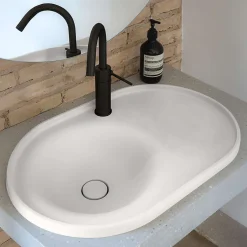 Poalgi Lavabo semi-encastré résine Wraitom 64x14,5x42 cm blanc série DAL* Vasque À Encastrer