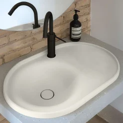 Poalgi Lavabo semi-encastré résine Wraitom 64x14,5x42 cm blanc marfil série DAL* Vasque À Encastrer