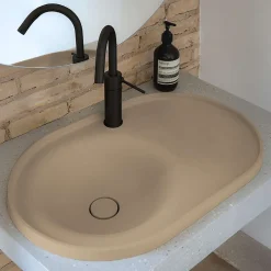 Poalgi Lavabo semi-encastré résine Wraitom 64x14,5x42 cm beige albero série DAL* Vasque À Encastrer
