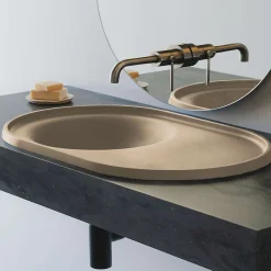 Poalgi Lavabo semi-encastré résine Wraitom 64x14,5x42 cm beige albero série DAL* Vasque À Encastrer