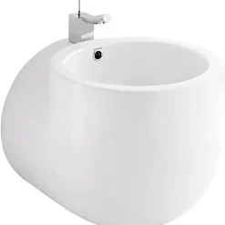 Sanindusa Lavabo suspendu cylindrique contemporain céramique traditionnelle WCA blanc (robinet non inclus)* Lavabo