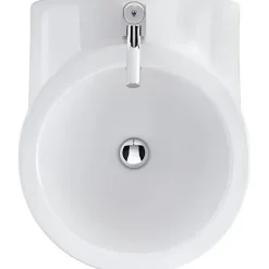 Sanindusa Lavabo suspendu cylindrique contemporain céramique traditionnelle WCA blanc (robinet non inclus)* Lavabo