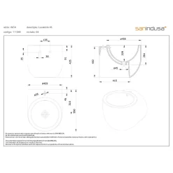 Sanindusa Lavabo suspendu cylindrique contemporain céramique traditionnelle WCA blanc (robinet non inclus)* Lavabo