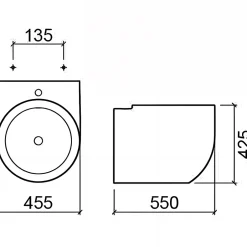 Sanindusa Lavabo suspendu cylindrique contemporain céramique traditionnelle WCA blanc (robinet non inclus)* Lavabo