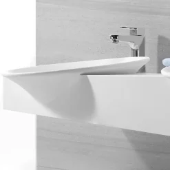 Rue Du Bain Lavabo Suspendu Double Vasque Solid surface Blanc Mat 140x45cm -Effect* Lavabo