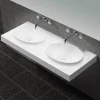 Rue Du Bain Lavabo Suspendu Double Vasque Moulées Solid surface Blanc 120cm Origin* Plan Double Vasque