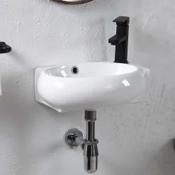 Poalgi Lavabo suspendu OVAL-W céramique 43x12x28 cm blanc
