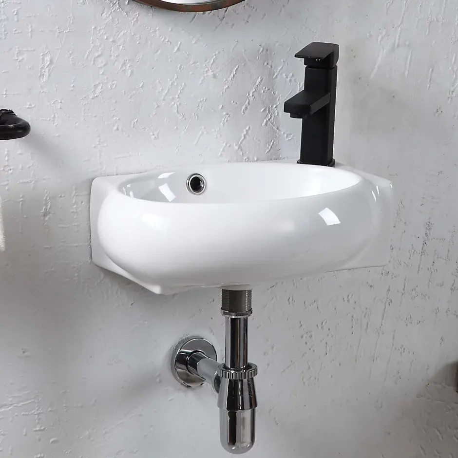 Poalgi Lavabo suspendu OVAL-W céramique 43x12x28 cm blanc