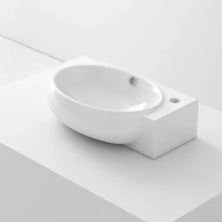 Poalgi Lavabo suspendu OVAL-W céramique 43x12x28 cm blanc