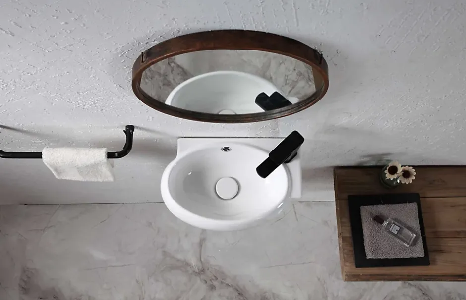Poalgi Lavabo suspendu OVAL-W céramique 43x12x28 cm blanc