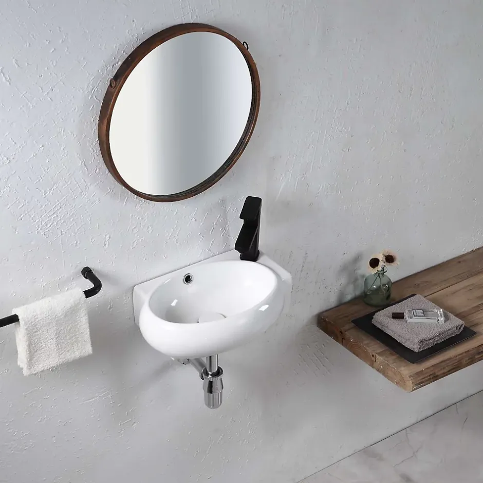 Poalgi Lavabo suspendu OVAL-W céramique 43x12x28 cm blanc